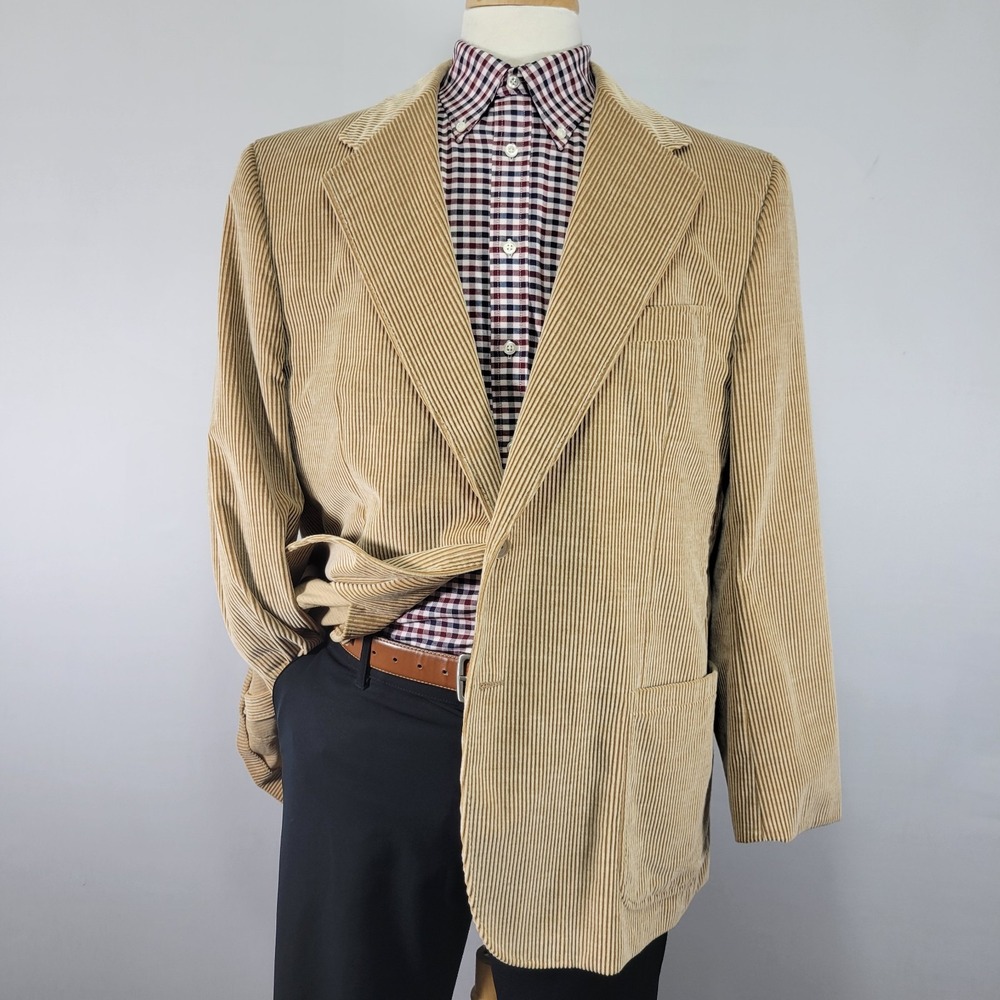Zanella Men's Corduroy Sport Coat Blazer HARRISON Two Button Cotton Beige‎ 48R